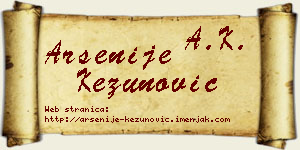 Arsenije Kezunović vizit kartica